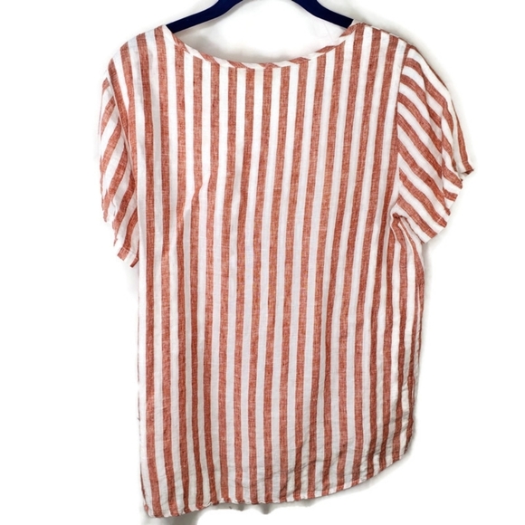Christian Siriano 100% Linen Top Striped Short Sleeve Size Small - Picture 5 of 5